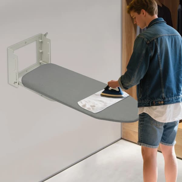 Strykbord, Platsbesparande, Höjdjusterbart,MÖRKT GRÅ