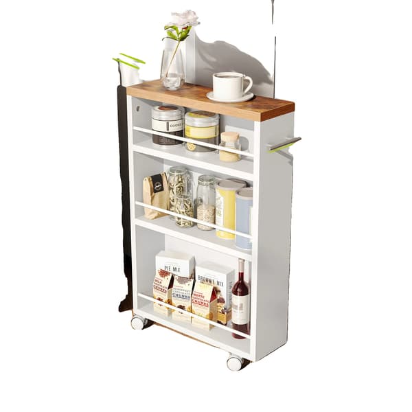 Narrow Storage Trolley, Multifunktionelt Design, Nem Mobilitet,Elfenben