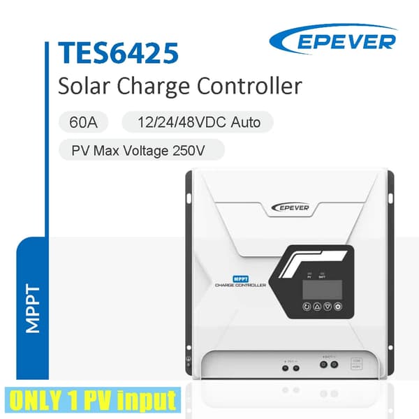 Solcellsregulator, 150V Max PV Spänning, MPPT Effektivitet,TES-6425