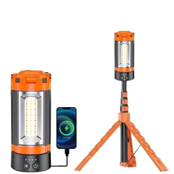 Campinglampe, Justerbart Stativ, Multi-Direktionel Belysning,9000mAh