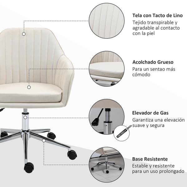Kontorsstol, Ergonomisk Design, Justerbar Höjd, Beige