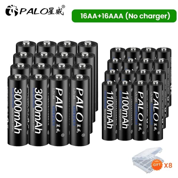 Genopladelige batterier, NiMH, smart oplader,16AA og 16AAA