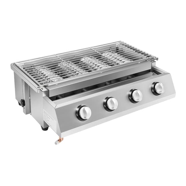 Gas Griddle, 4-Burner, Rustfrit Stål Konstruktion,Grå