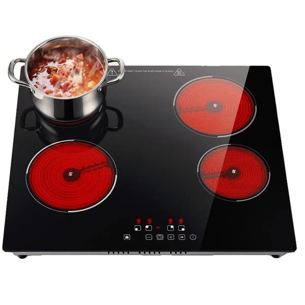 Keramisk kogeplade, 4 kogezoner, 9 varmeindstillinger,4 Plade 6000W, EU