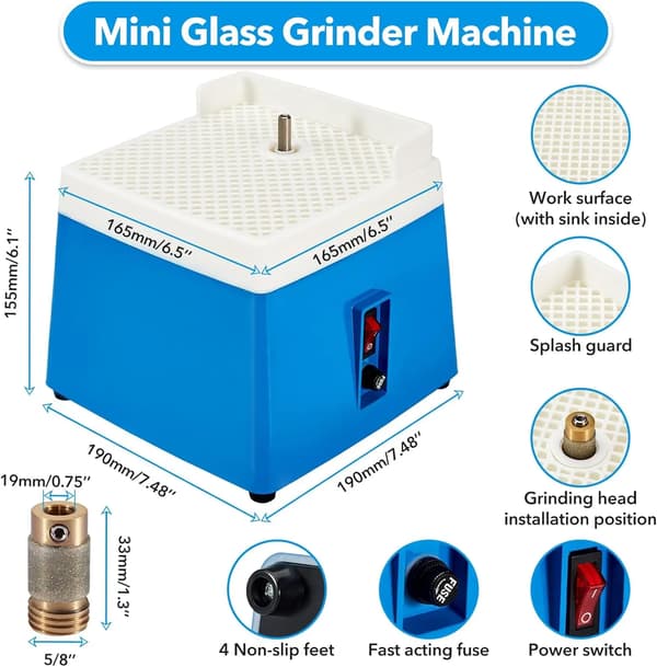 Glasmaler Grinder, Høj Hastighed, Professionel Kvalitet,Blå, EU