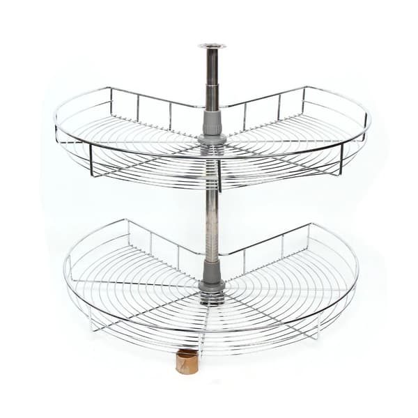 Hörnskåp Förvaring, 270° Rotationsdesign, 2-Lagers Organisation,Silver