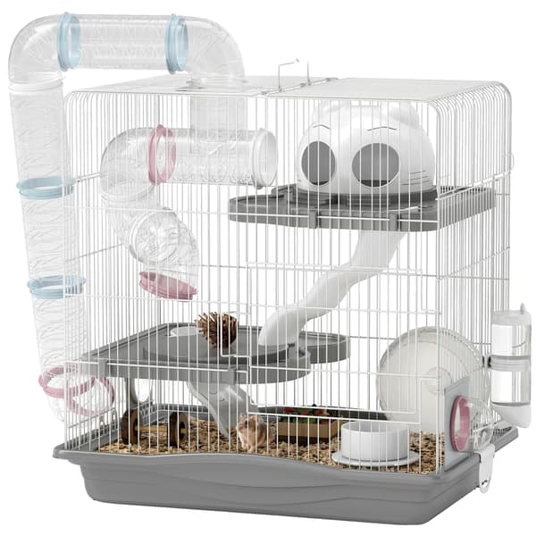 Hamster Cage, Multi-level Design, Includes Accessories, GREY