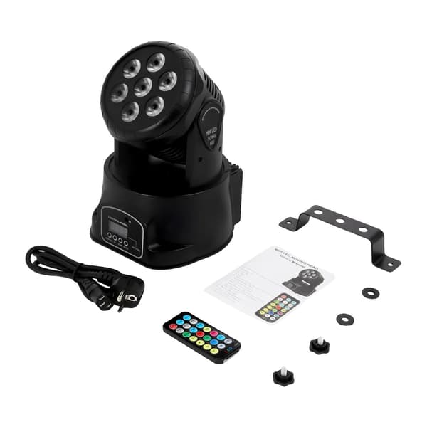 Bevægelseshovedlys, DMX-kontrol, 7 LED'er,sort