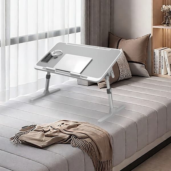 Bärbart Datorbord, Justerbar Höjd, Ergonomisk Design, LJUSGRÅ