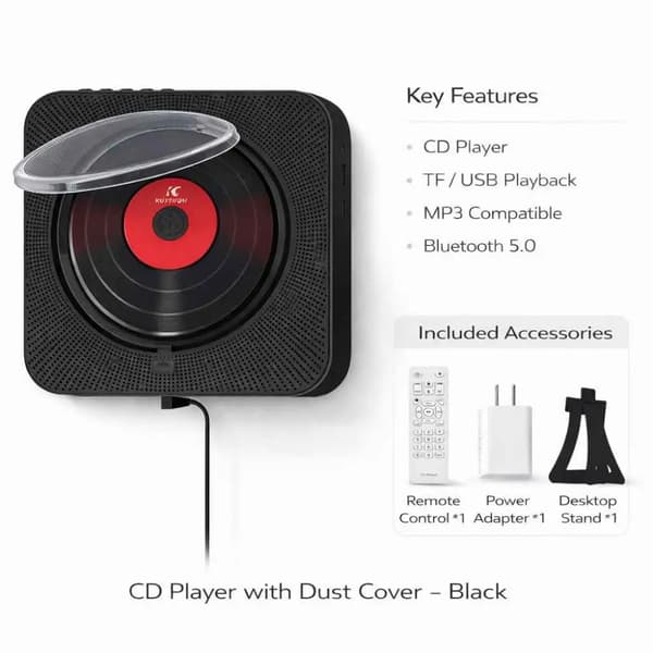 CD-soitin, Bluetooth 5.0, kaukosäädin,vihreä