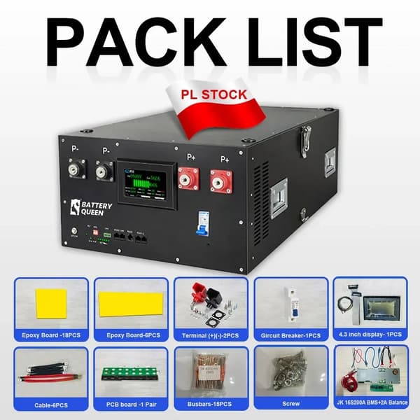 Batterilagringslåda, 48V LiFePO4, Smart BMS,Staplad JK BMS