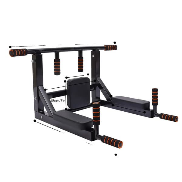 Pull Up Bar & Dip Station, Tungt Utrustad, Väggmonterad,svart