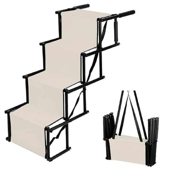 Hundetrappe, Foldbart Design, Justerbar Højde,Beige
