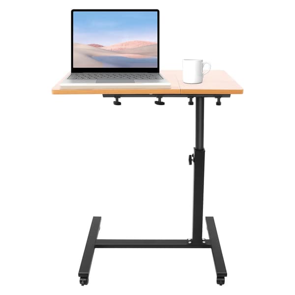 Justerbart Computerbord, Mobil Rullende Vogn, Ergonomisk Højdejustering,BRUN