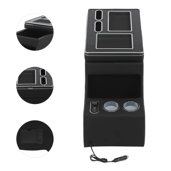 Armlænsorganisator, LED Ambient Light, Holdbare Materialer,sort