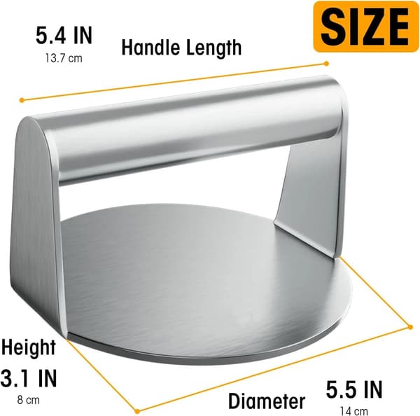 Hamburgerköttpress, Non-Stick Yta, Ergonomiskt Handtag,Silver Cirkulär