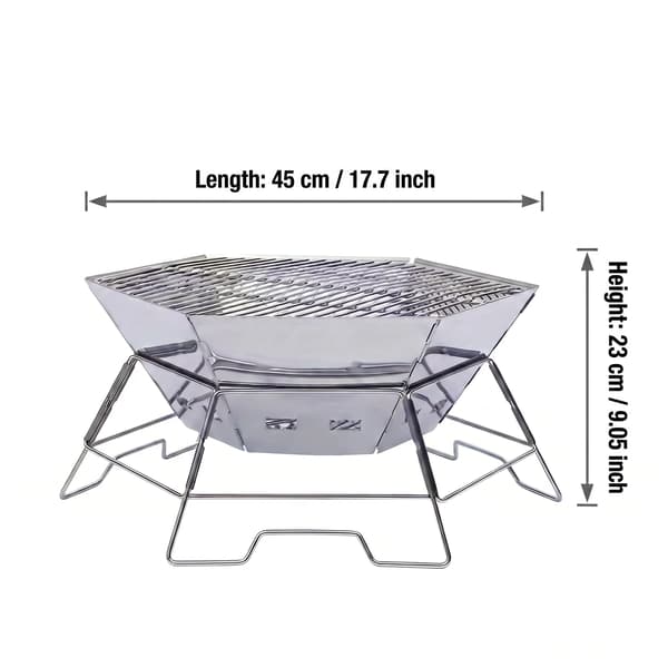 Bærbar Campingkomfur, Rustfrit Stål, Hexagonal Foldedesign,BRUN