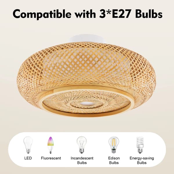 Taklampa, Bambudesign, Varm Diffuserad Belysning,M, Brun