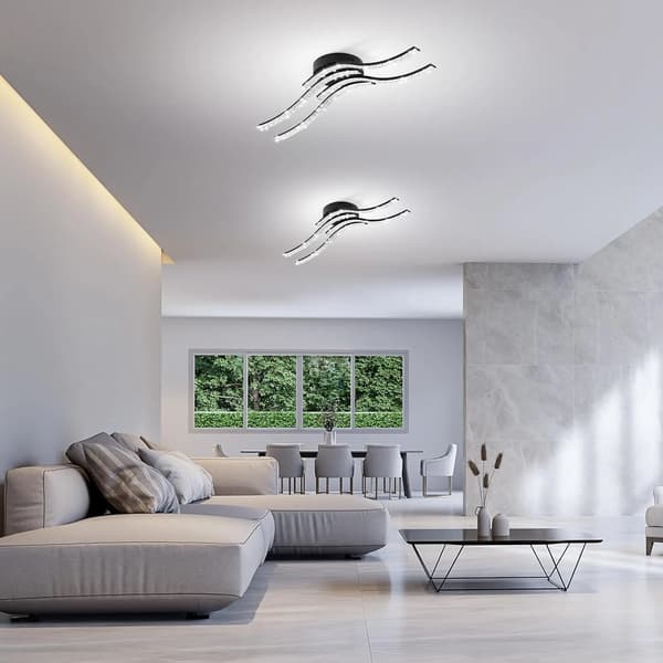 Loftlampe, Bølgeformet Design, Energi Effektiv,sort, Kold Hvid