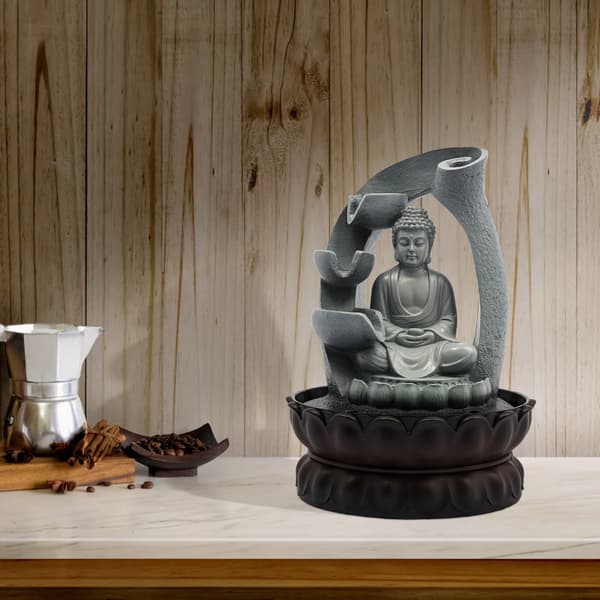 Buddha Ornament, Vattenpump Funktion, Elegant Heminredning,Grå