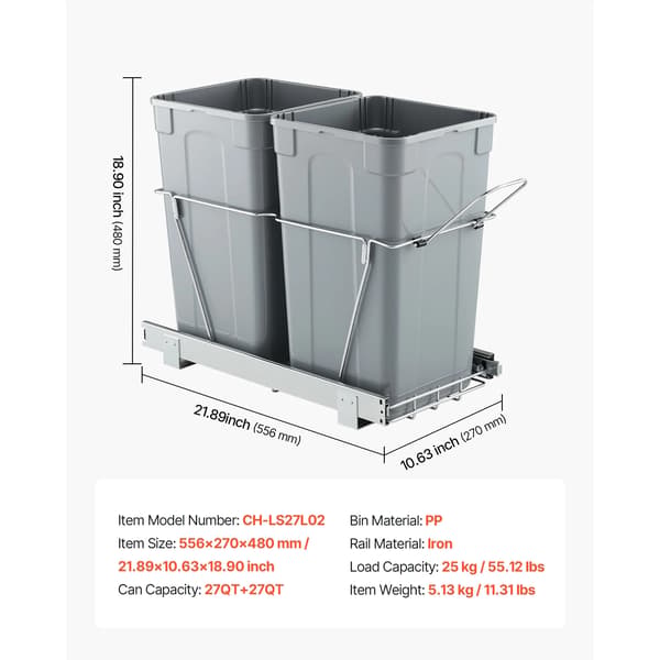 Utdragbar Soptunna, Dold Design, Hållbart Glidande System,27 27Qt