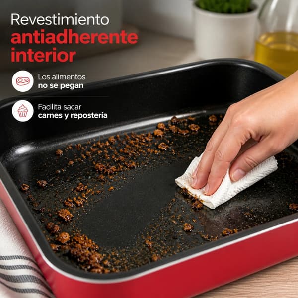 Stegepande, Holdbart Rustfrit Stål, Non-Stick Belægning,Multifarvet 28*40*6.5cm