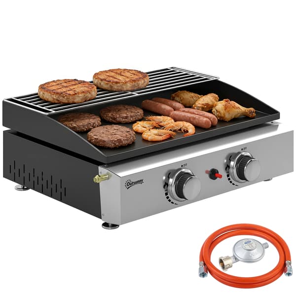 Gasgrill, 2 brændere, bærbart design,sort