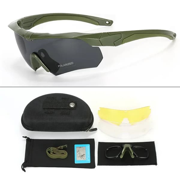 Militära taktiska goggles, polariserade linser, stötresistenta,Grön-polariserad lins
