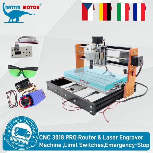 CNC Router, Offline Controller, 20W Laser Modul,TILFØJ offline+7w Laser