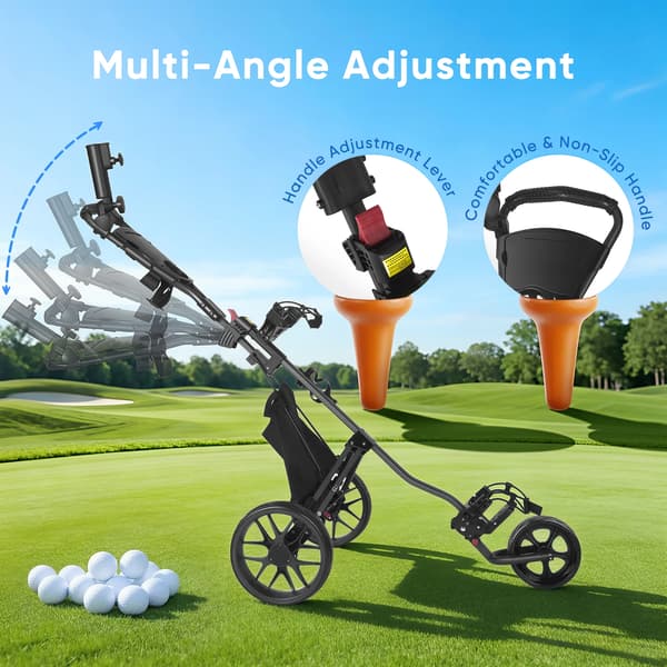 Golf Push Cart, Sammenklappelig, Letvægts,sort