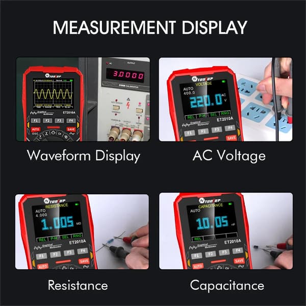 Oscilloskop Multimeter, 2 i 1 Design, Hög hastighetssampling,ET2010A