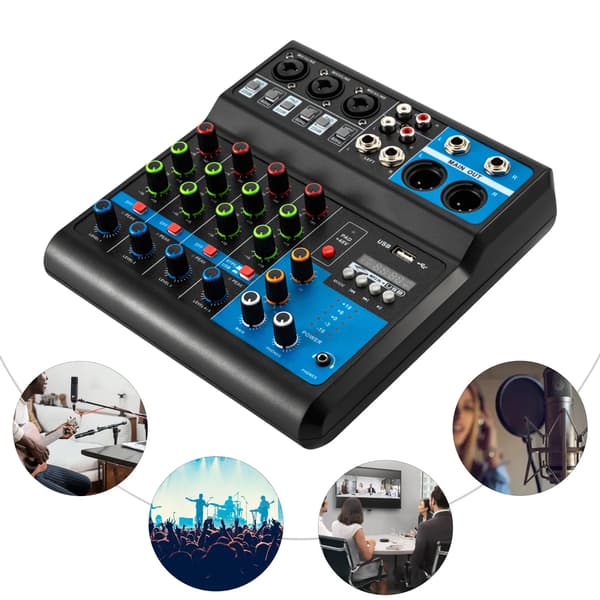 Äänimikseri, 5 kanavaa, Bluetooth- ja USB-yhteys,musta