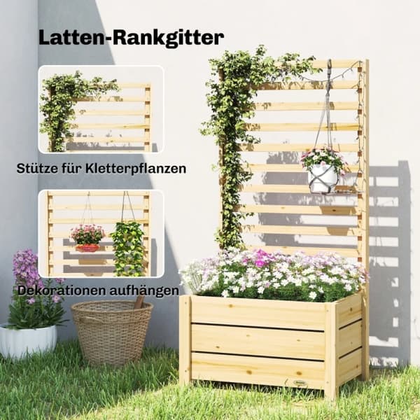 Höjd Blomlåda, Förhöjd Design, Förbättrad Dränering,Vit