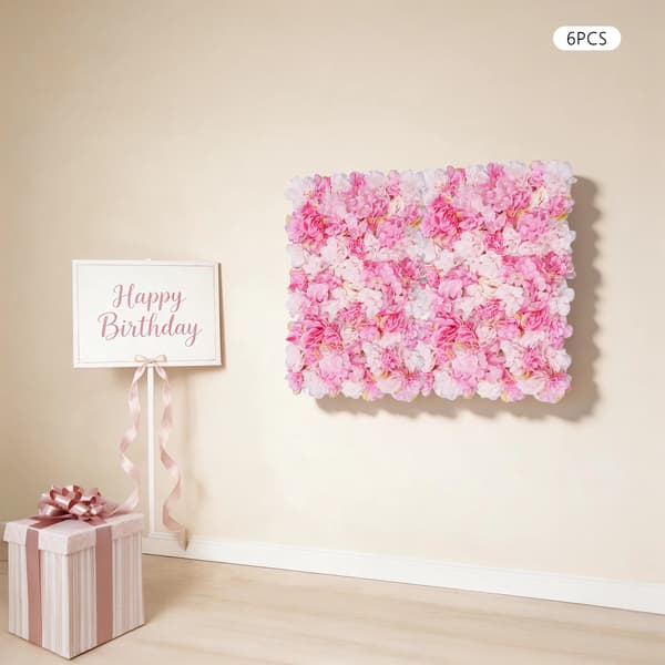 Konstgjord Blomväggspanel, Silkesmaterial, Väggmontering,rosa