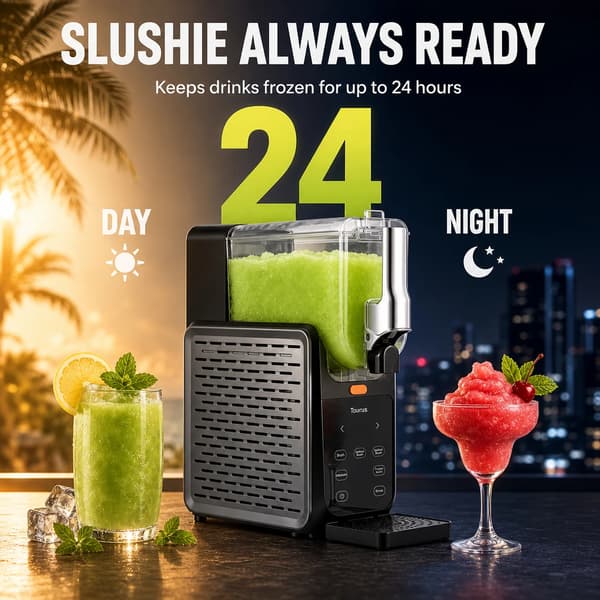 Slushie Maker, 15-minutters køling, 5 forudindstillede programmer,220V-240V EU stik, sort