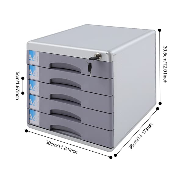Skuffeorganisator, 5-lags design, låsbare skuffer,Sølv