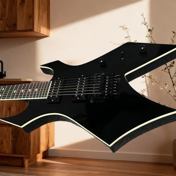 Gitarr, rosenträshals, justerbar bro,svart
