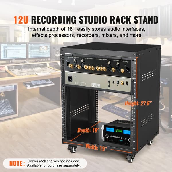 AV Rack, 12U kapacitet, öppen ramdesign,500 lbs LC