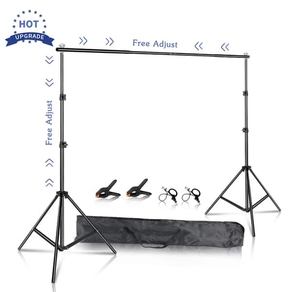 Justerbart stativ til fotobaggrund, ramme til green screen/chromakey-system, 2 x 3 m, opgraderet version uden sandpose