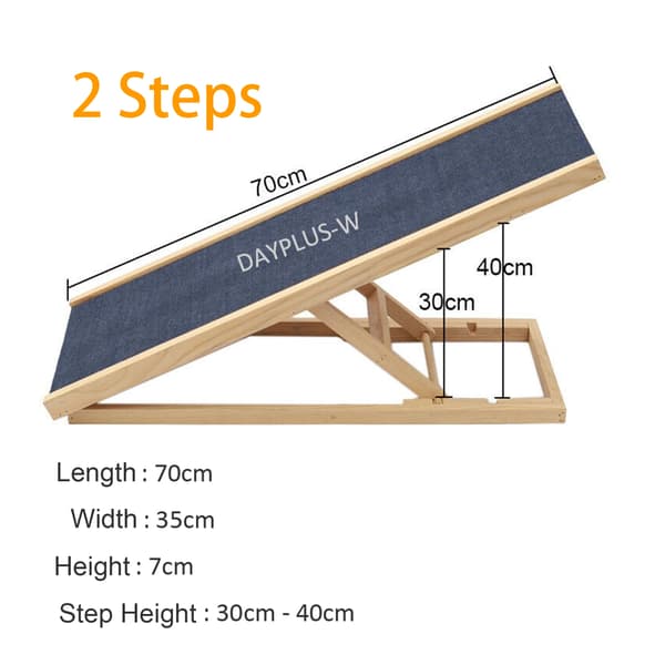 Kæledyrsramp, Justerbar højde, Foldbart design,70 x 35 x 30/40cm