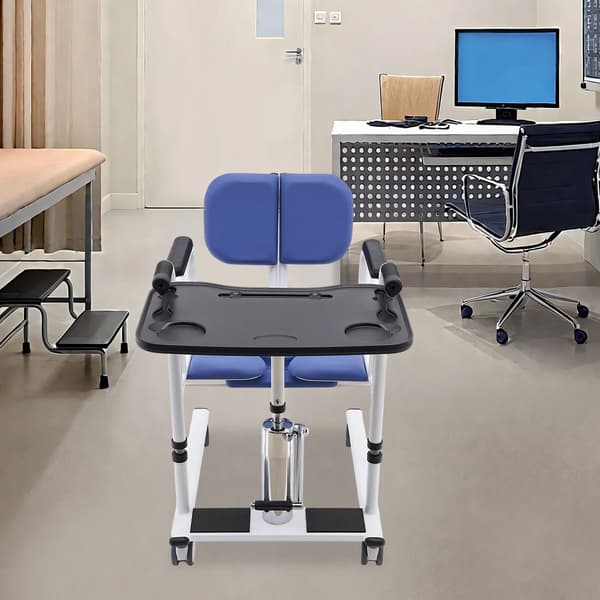 Patient Lift Chair, Hydraulisk Løft, 180° Split Sæde Design,Blå