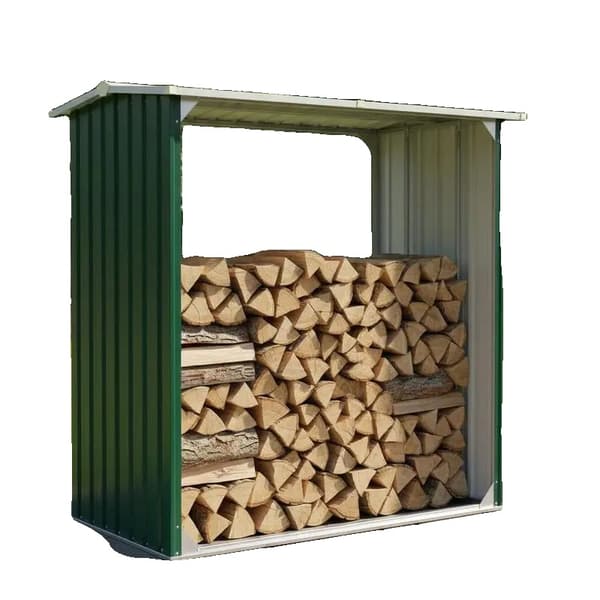 Vedförvaring, Galvaniserat Stål, Väderbeständig Design,armégrön