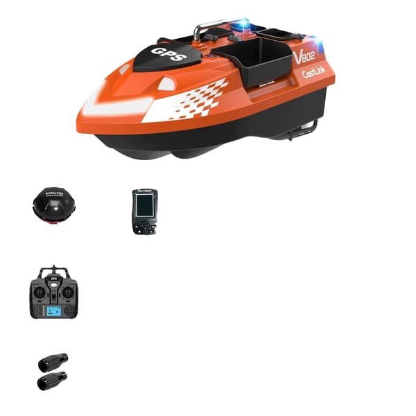 Bait Boat, GPS Navigation, 500m Rækkevidde,V802Pro-Orange-Sonar