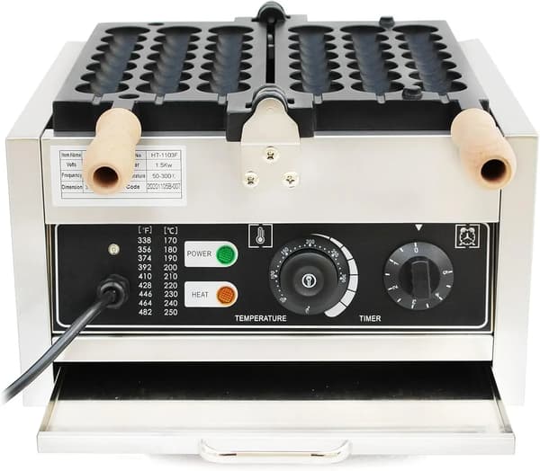 Vaffeljern, 1500 W, Non-Stick Belægning, Temperaturinterval 50 til 300 °C, Timerinterval 0 til 5 minutter, Rustfrit Stål