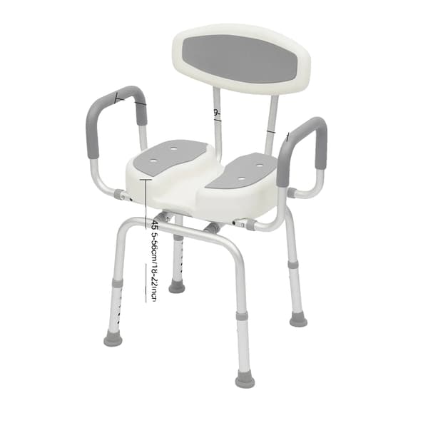 Duschstol, Justerbar Höjd & Bredd, 360° Rotationsdesign,GRÅ