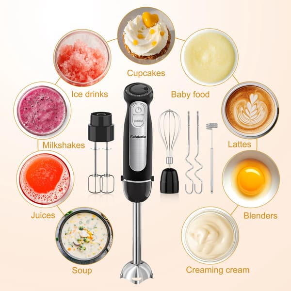Immersion Håndblender, 21 Hastigheder, Multifunktionelle Vedhæftninger,sort