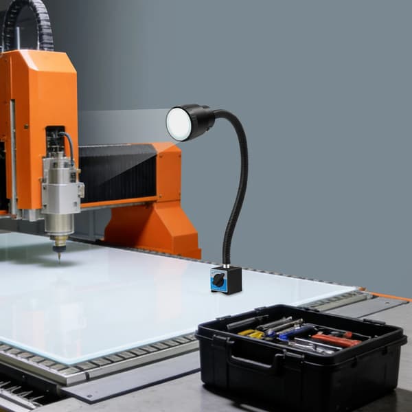 LED Maskinarbejdslys, Fleksibel Slange, Magnetisk Base,sort