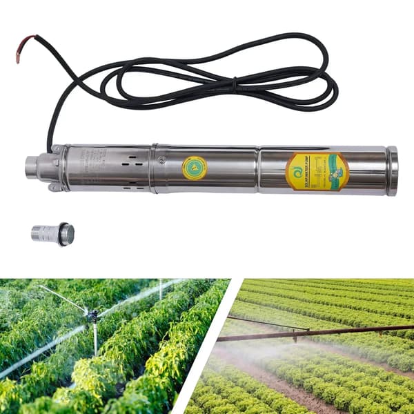 Solvattenpump, 370W Effekt, 65m Max Lyft,Silver, EU, 24V