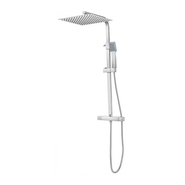 Termostatisk duschsystem, väggmonterad design, dubbelt vattenutlopp, G1/2, Silver