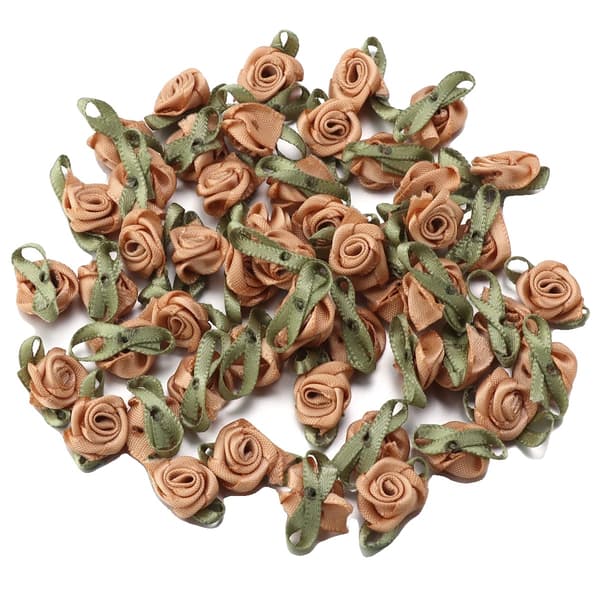 Tygapplikationer, Mini Rosblomma Design, 50 Stycken,Kaki
